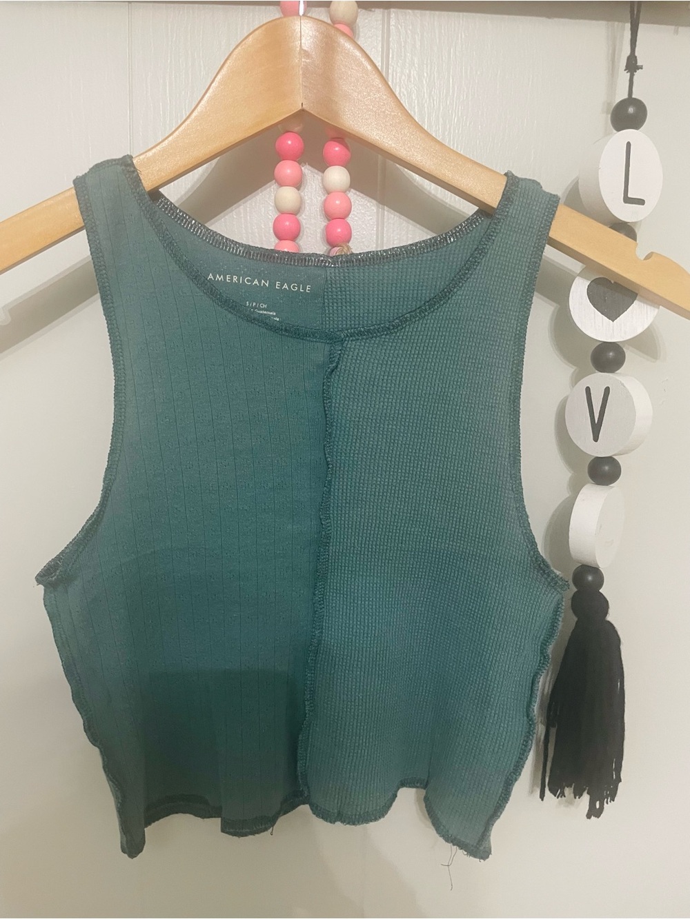 American Eagle Outfitters Forest Green Ribbed cropped Tank Top